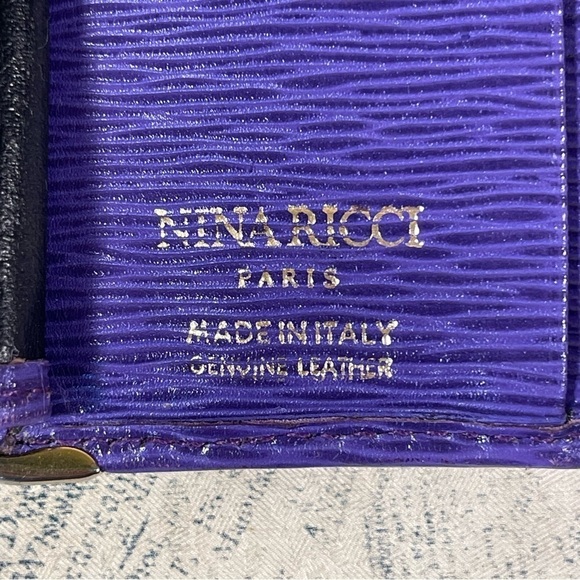 Nina Ricci Purple Leather Fold  Wallet Made in Italy - Picture 11 of 12